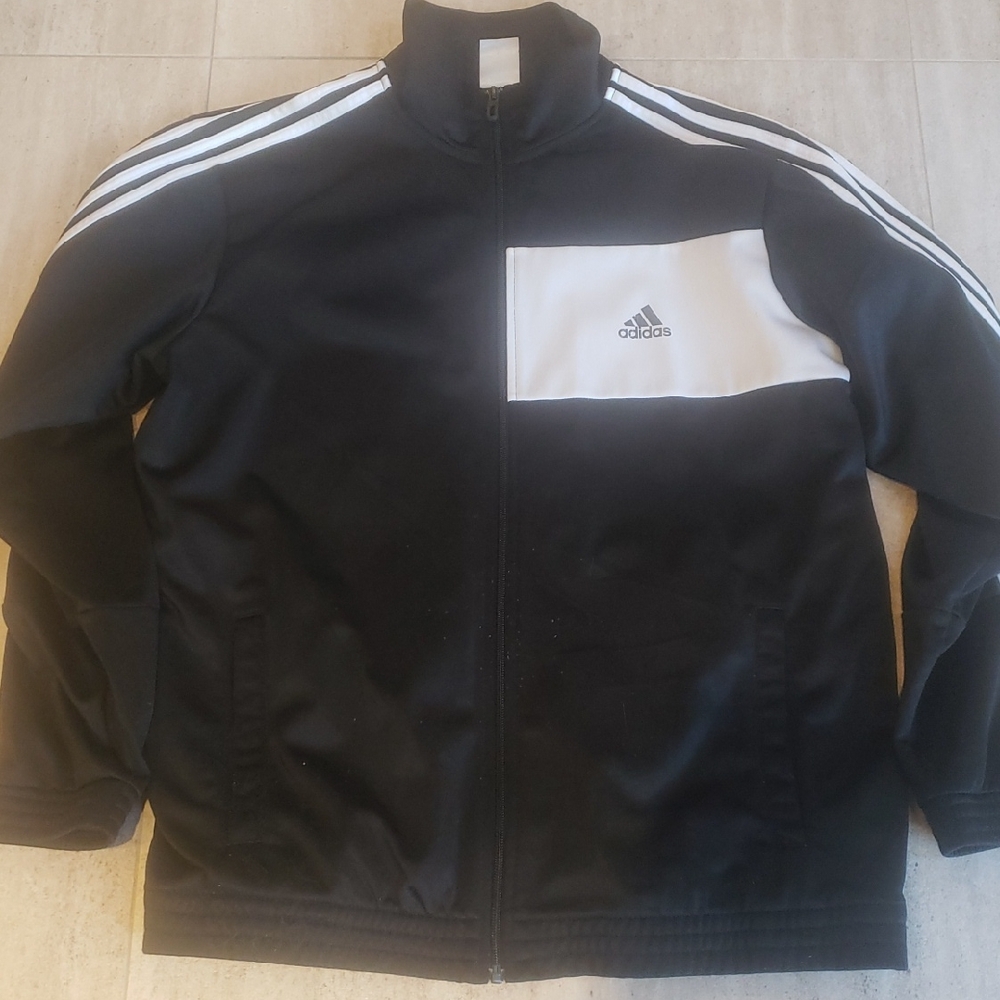 Adidas Men's Black and White Track Jacket
